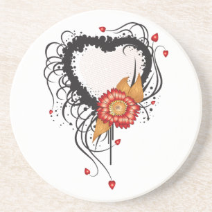 Porta-copos Black Grunge Heart Sunflower