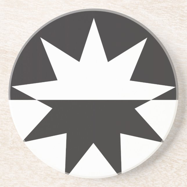 Porta-copos Black White Deco Star Sunburst (Frente)