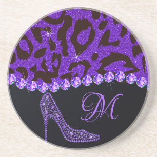 Porta-copos Bling Sparkle Diamond Glitter Leopard Purple