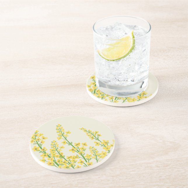 Porta-copos Blooms Florais de Citrina Moderna Amarelo (Lateral)