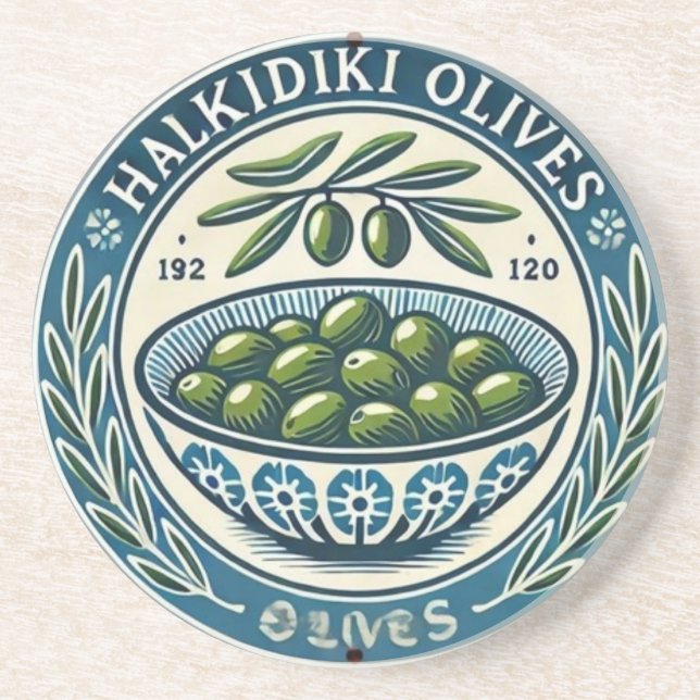 Porta-copos Blue Bowl Greek Olive Picture Design (Frente)