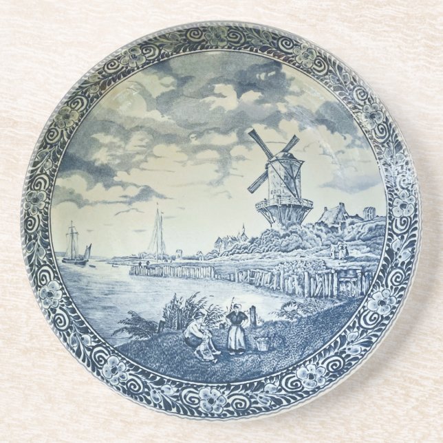 Porta-copos Blue Delft Windmill Placa Holandesa (Frente)