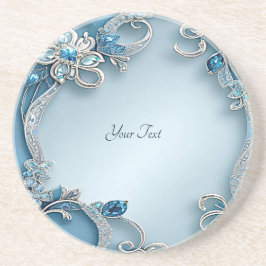 Porta-copos Blue Ornate Floral Sandstone Coaster