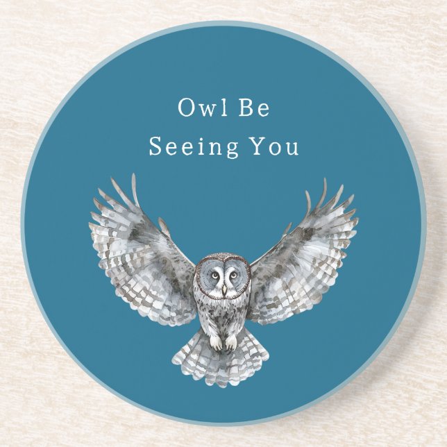 Porta-copos Blue White Owl   (Frente)