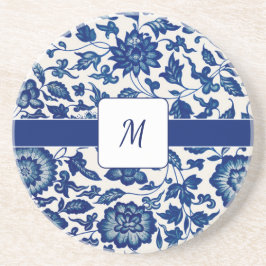 Porta-copos Blue White Wildflower French Country Custom Name