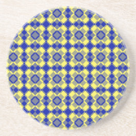Porta-copos Blue Yellow Checker Argyle Pattern
