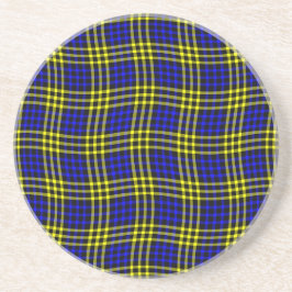 Porta-copos Blue Yellow Plaid Checker Seamless Pattern