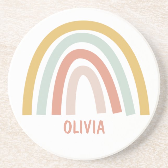 Porta-copos Boho Pastel Rainbow Personalizado (Frente)