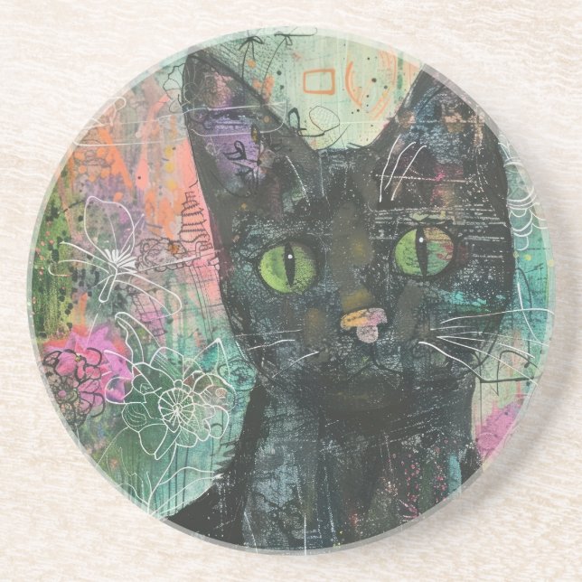 Porta-copos Boho Watercolor Cats - Terna Feline Art (5) (Frente)