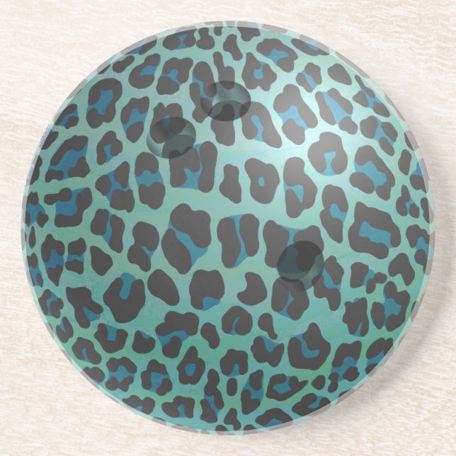 Porta-copos Bola de boliche Leopard Teal (Frente)