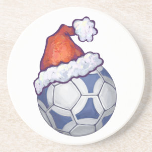 Porta-copos Bola de futebol festiva azul e branca no verde