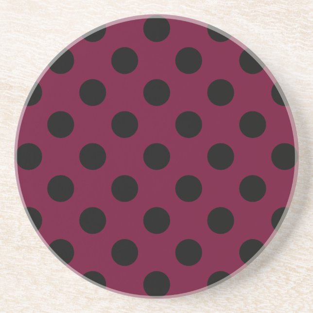 Porta-copos Bolinhas negras com burgundy (Frente)