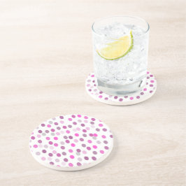 Porta-copos Bolinhas Rosa Clássicas em Branco