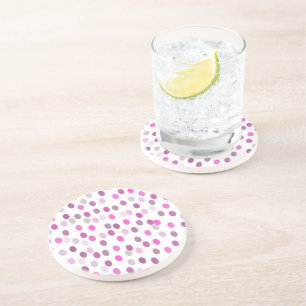 Porta-copos Bolinhas Rosa Clássicas em Branco