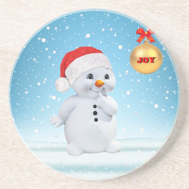 Porta-copos Boneco de neve de Natal fofo e flocos de neve (Frente)