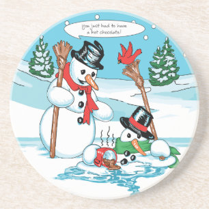 Porta-copos Boneco de neve engraçado com desenhos animados do