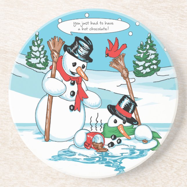 Porta-copos Boneco de neve engraçado com desenhos animados do (Frente)