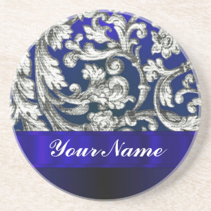 Porta-copos Bonito damasco floral em azul