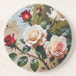 Porta-copos Bonito pintura de branco rosa e rosa vermelha