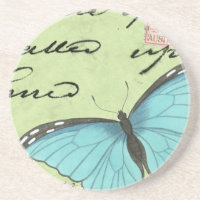 Borboleta de asa azul no cartão postal