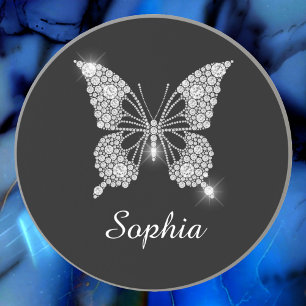 Porta-copos Borboleta Diamante Branco, Nome do Script DIY, Pre
