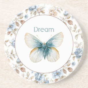 Porta-copos Borboleta Flores Marrom Bege Creme Azul