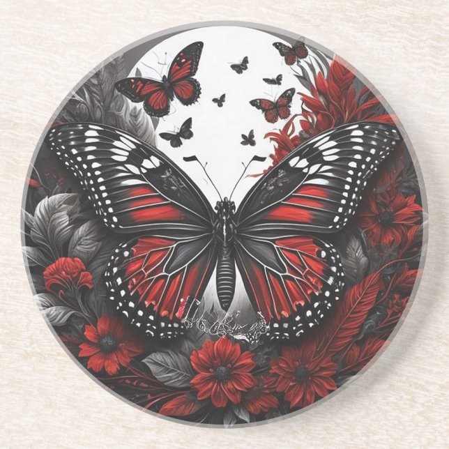 Porta-copos Borboleta Preta e Vermelha (Frente)