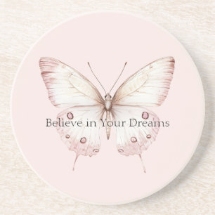 Porta-copos Borboleta Rosa Claro Acredite em Sonhos