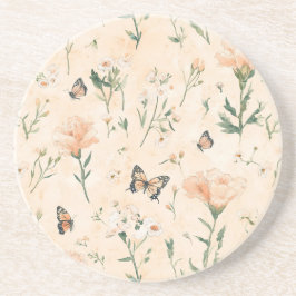 Porta-copos Borboletas de Pêssego Floral