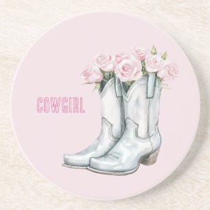 Porta-copos Botas Vaqueira Prata Rosas Rosa Bonito