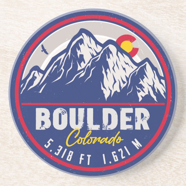 Porta-copos Boulder Colorado Retro Sunset Mountain Souvenirs (Frente)