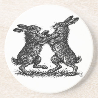 Porta-copos Boxing Hares – Haunted Ink Woodland Duel