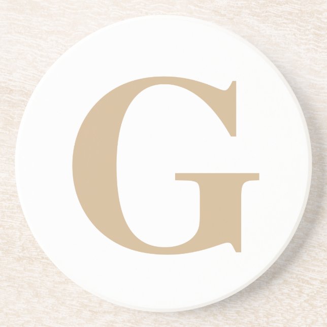 Porta-copos Branco e bege inicial personalizado moderno simple (Frente)
