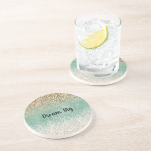Porta-copos Branco Menta Glam Dourado Brilho Glitter