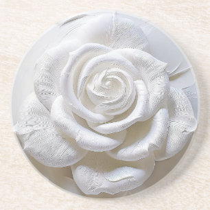Porta-copos Branco sobre Branco - Rosa Esculpida