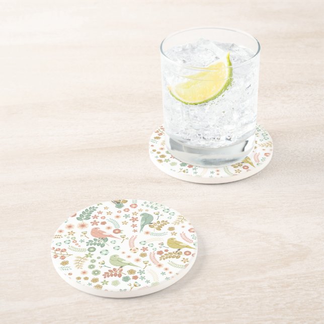 Porta-copos Brancos de Aves e Ramificações do Shabby (Lateral)