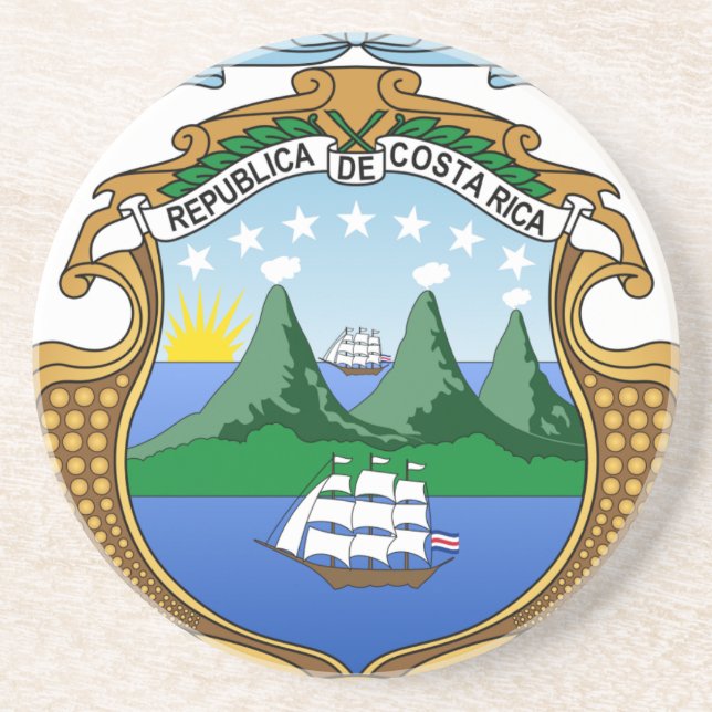 Porta-copos Brasão de Costa Rica - escudo de Costa Rica (Frente)