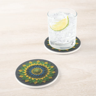 Porta-copos Brazilian Leaf Mandala - Drink Coaster