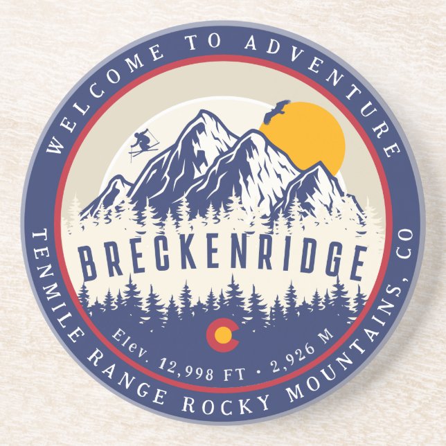 Porta-copos Breckenridge Colorado Flag Mountain Souvenir (Frente)