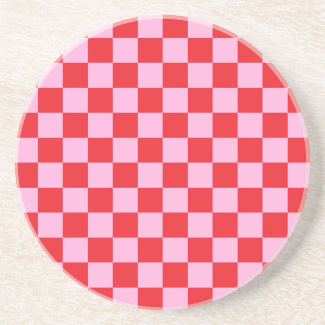 Porta-copos Bright Red and Light Pink Checkered (Frente)