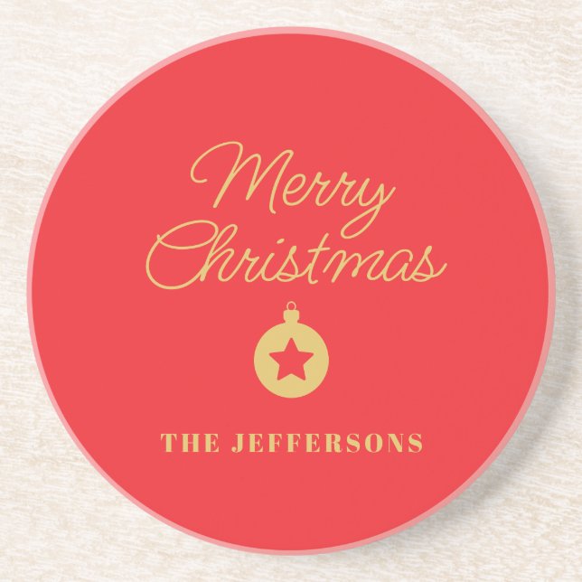 Porta-copos Bright Red & Gold Colors Merry Christmas (Frente)