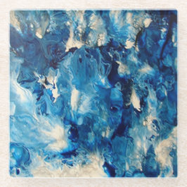 Porta copos Brilhante de Vidro Azul Marble