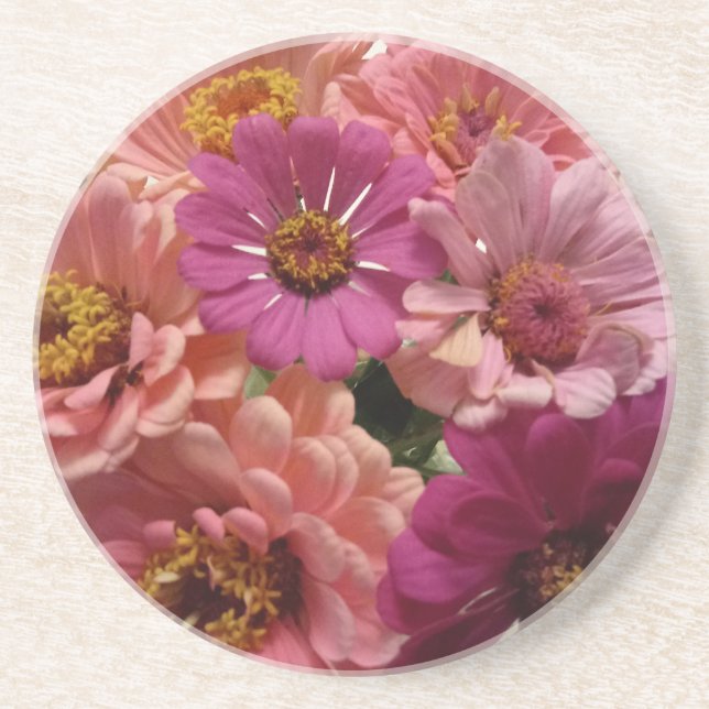 Porta copos Brilhante de Zinnia em tons de Rosa e  (Frente)