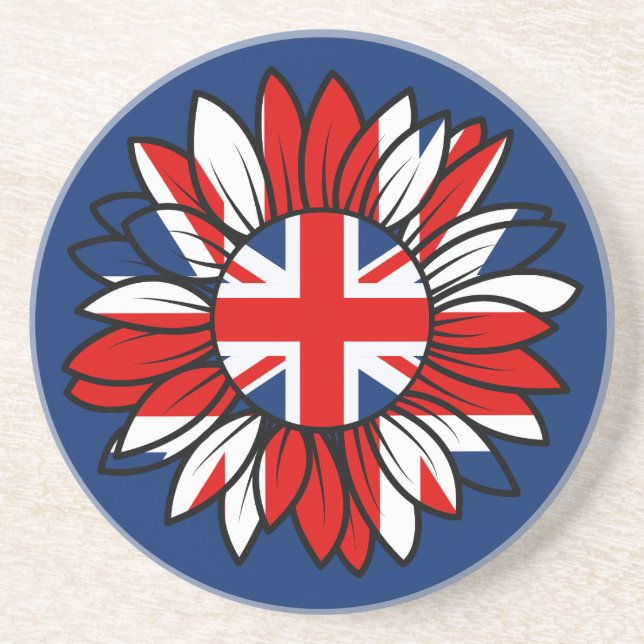 Porta-copos British Flag Sunflower Design Coaster  (Frente)