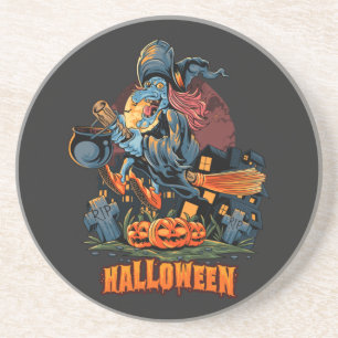 Porta-copos Bruxa Assustadora em uma vassoura