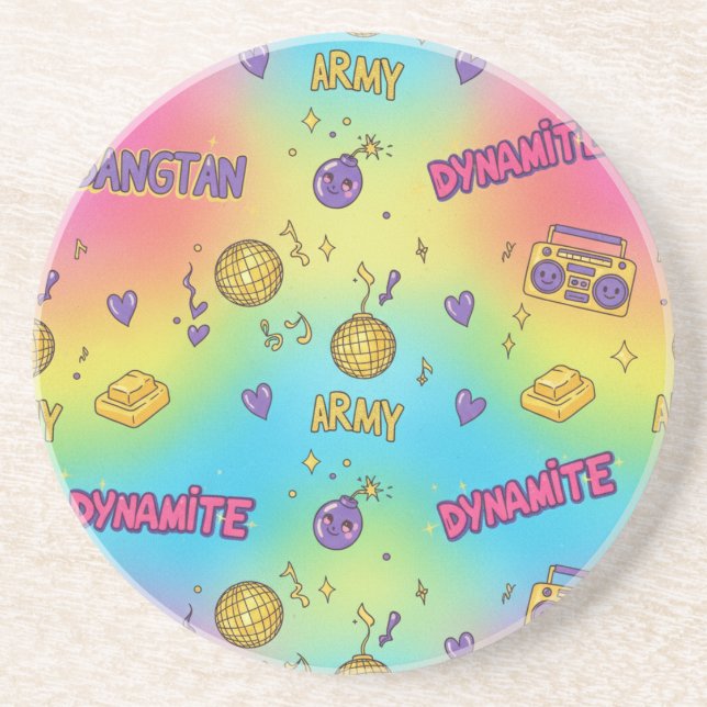 Porta-copos BTS Dynamite Disco Party Seamless Pattern (Frente)