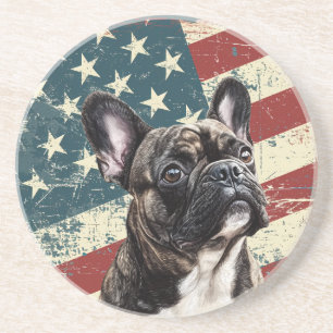 Porta-copos Buldogue Francês da Bandeira Americana Grunge
