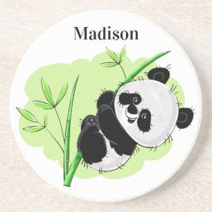 Porta-copos Bule de arenito com nome personalizado de Panda Fo