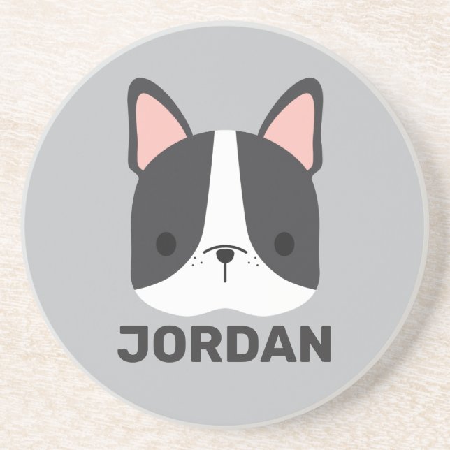 Porta-copos Bulldog Francês Bonito com Nome Personalizado (Frente)