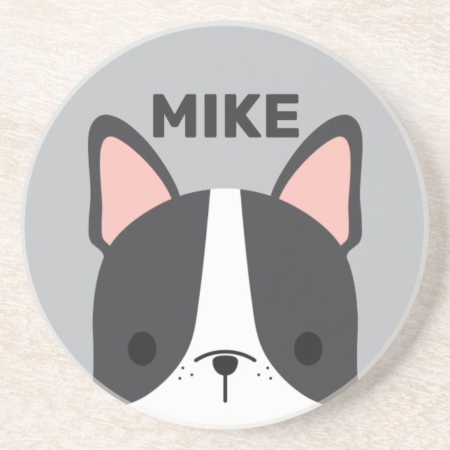 Porta-copos Bulldog Francês Bonito com Nome Personalizado (Frente)